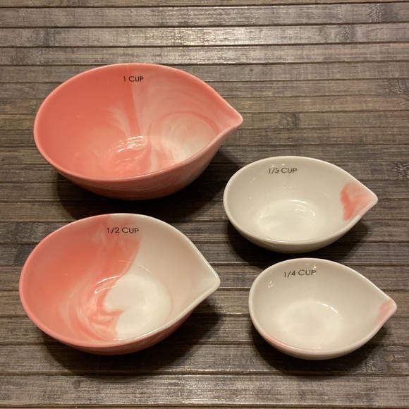 Marbled Porcelain Nesting Measuring Cups Pink/White - Picture 4 of 11